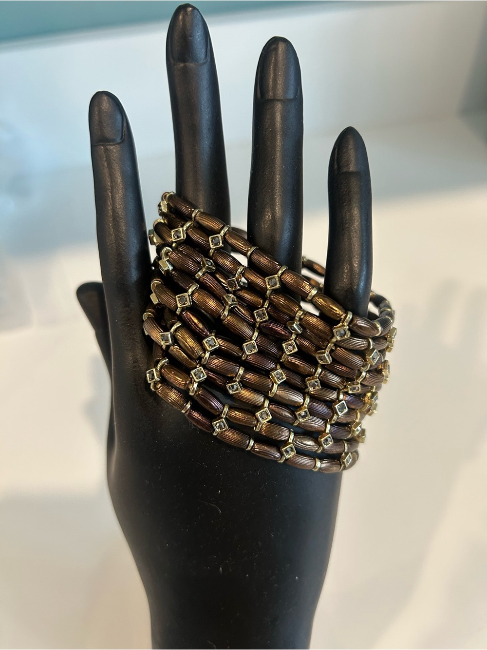 Copper Colored Stretch 10 Row Bracelet